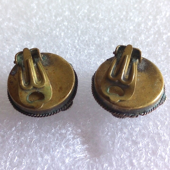 MICRO MOSAIC ITALY CLIP EARRINGS 7/8 " DIA. - Picture 5 of 5